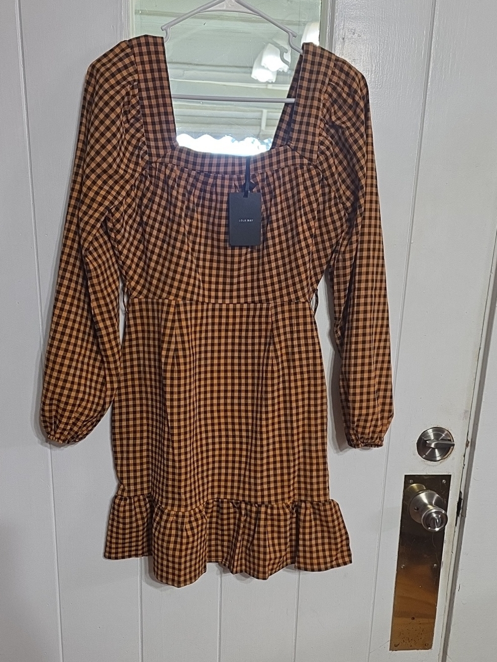 NWT Lola May Womens Dress Knee Length Orange/Black *MISSING BELT*  UK 8/US 4?